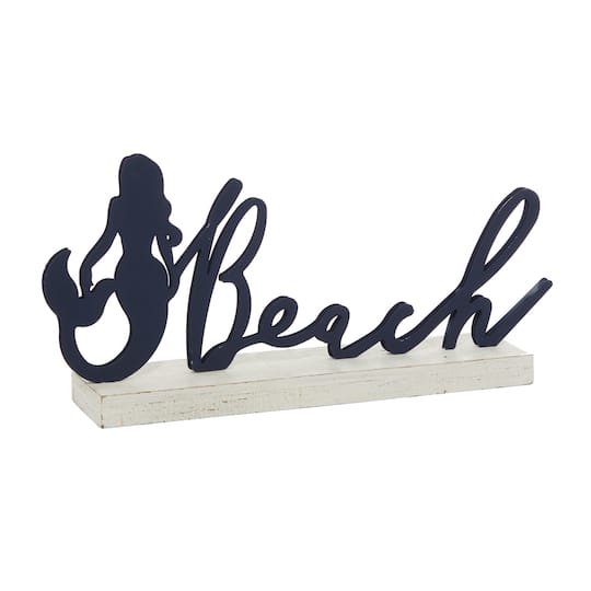 19&#x22; Black Wood Coastal Beach Tabletop Sign
